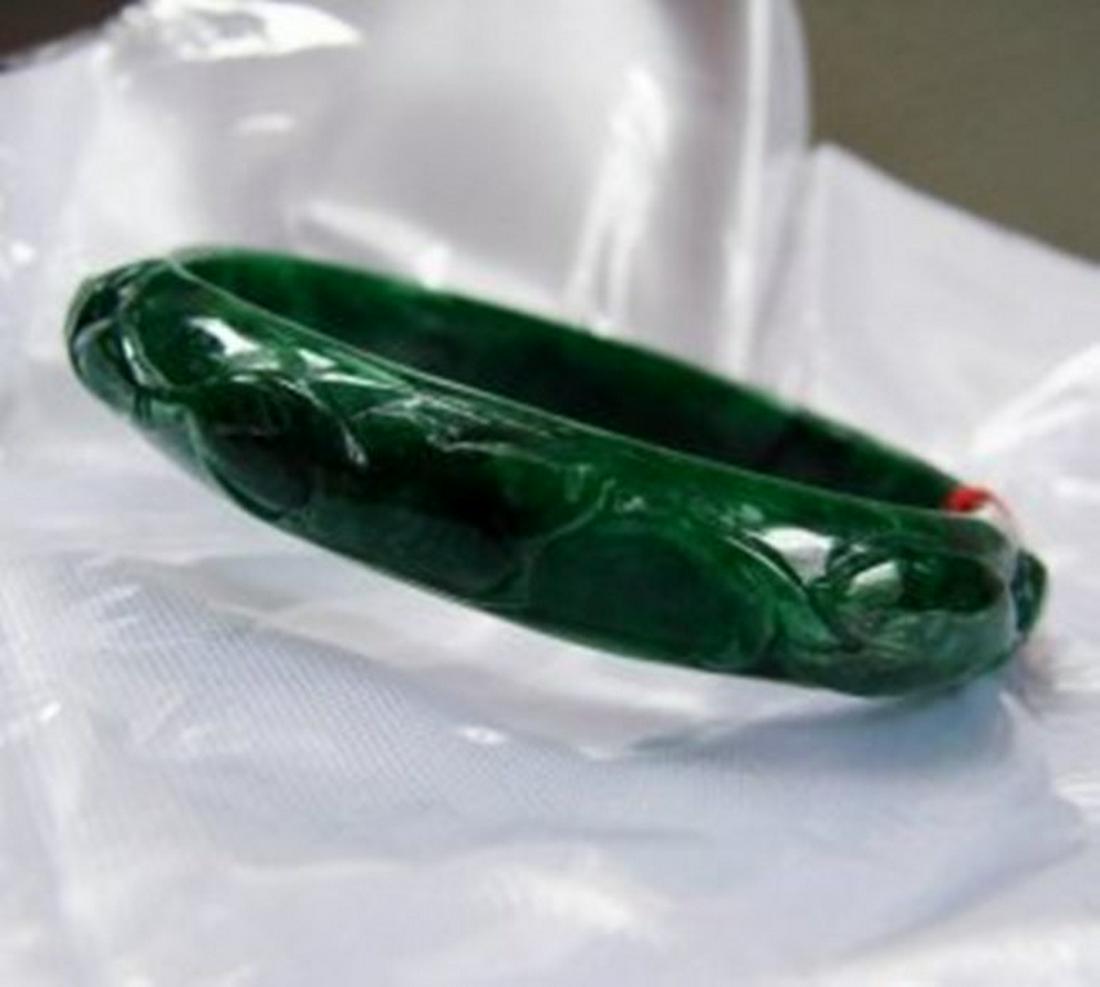 Natural Jade Carved Ruyi&Beaver Imperial Bangle Grade A (1 of 5)