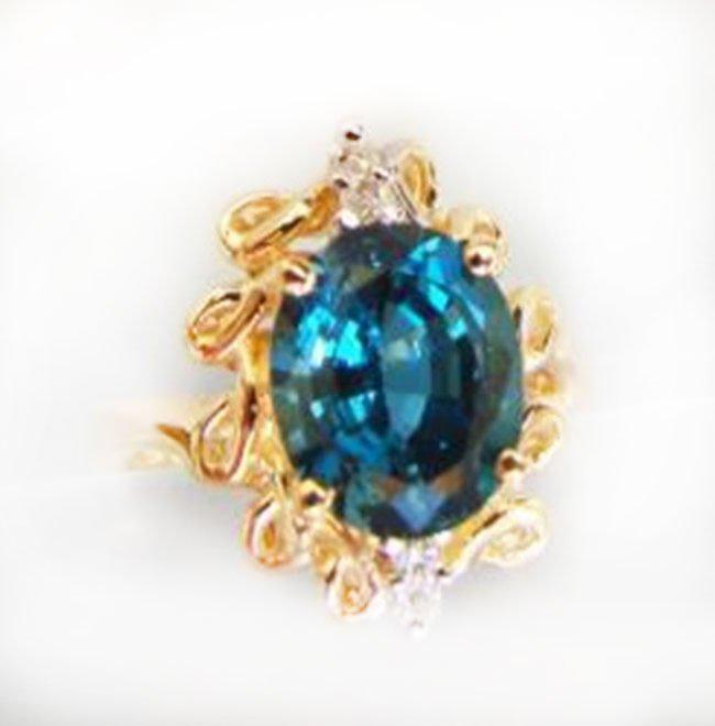 Ring Natural London Blue Topaz Diamond 3.64Ct 14k Y/g (1 of 4)