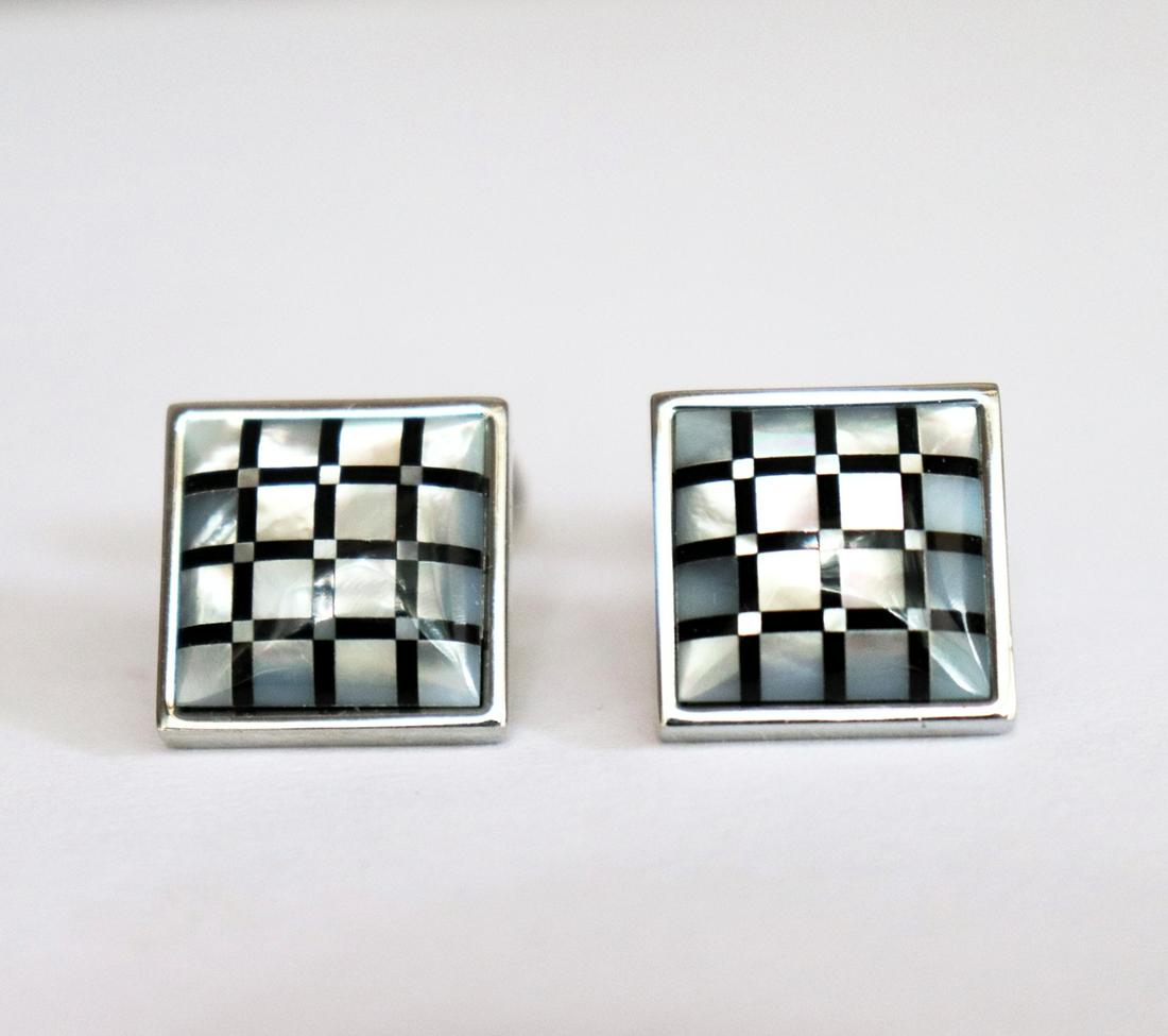 Men Cufflink with Mabe Pearl /Onyx 18k W/g Overlay (1 of 3)