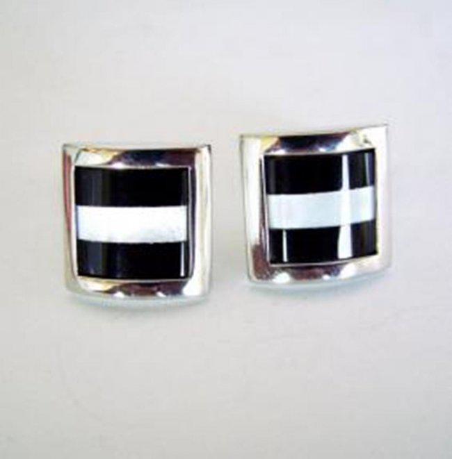 Men Cufflink Onyx Mother Pearl 18k W/g Overlay (1 of 3)