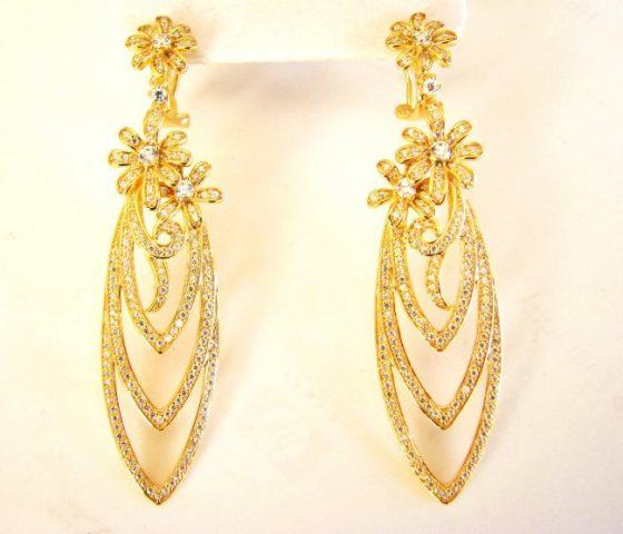 Creation Diamond Earring Chandelier 3.75Ct 18k Y/g (1 of 3)