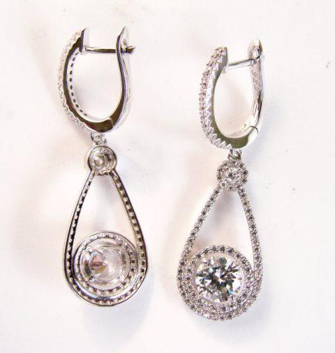 Creation Diamond  Earrings 3.94Ct 18k W/g Overlay (1 of 2)
