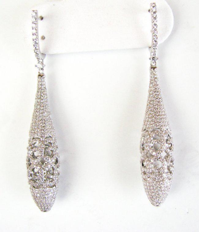 Creation Diamond Earrings Drop 6.30Ct 18k W/G Overlay (1 of 3)