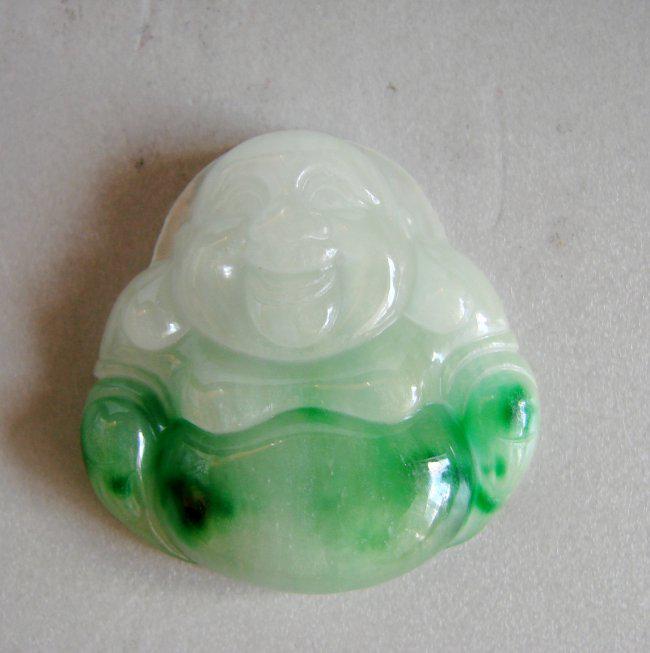 Buddha God Pendant Natural Jade Grade A: Handwork Jadeite Jade Carving Buddha God Qty: 1 Carving Back Side Smooth Grade: A Item Type: Pendants Origin: China Color: Slightly Green and White Style: Trendy Jade Weight: 32.55 grams