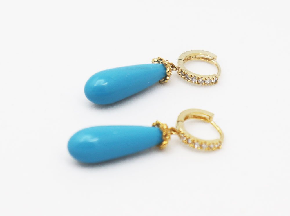 Turquoise Tear Drop Earrings with Gold Fill (1 of 2)