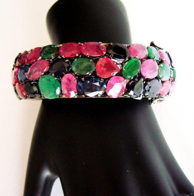 Bangle Natural Gems Multicolor 345.93Ct 18k B/g Overlay (1 of 6)