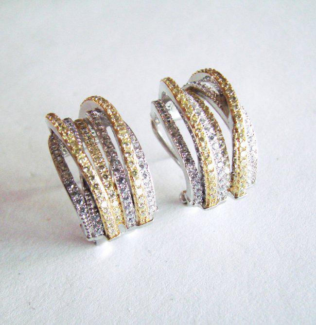 Earrings Creation Diamond Two Tone 4.36Ct 18k W/Y Over (1 of 4)