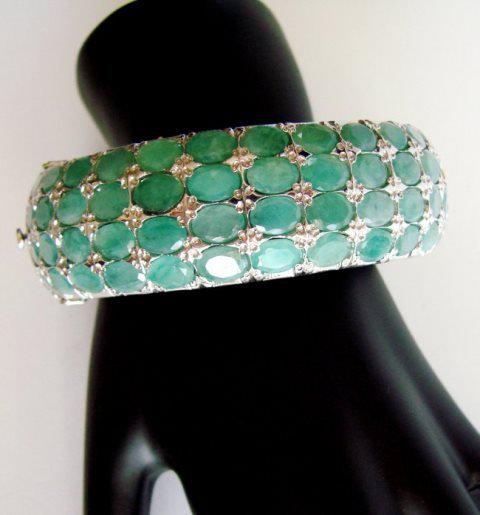 Natural Emerald Bangle 172.48Ct 18k W/g Overlay (1 of 3)