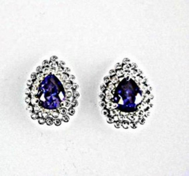 Creation Diamond/Tanzanit Earrings 3.29 CT 18k W/G Over (1 of 2)