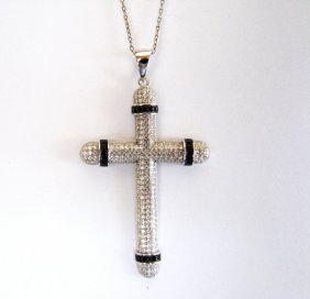 Creation White/Black Dia Cross Pendant 18k W/G Overlay (1 of 2)