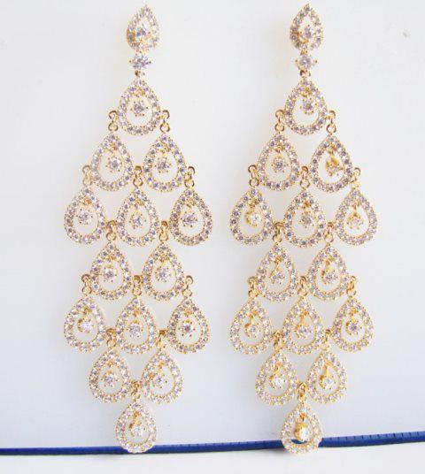 Creation Diamond  Earring 7.40Ct 18k Y/g Overlay (1 of 4)