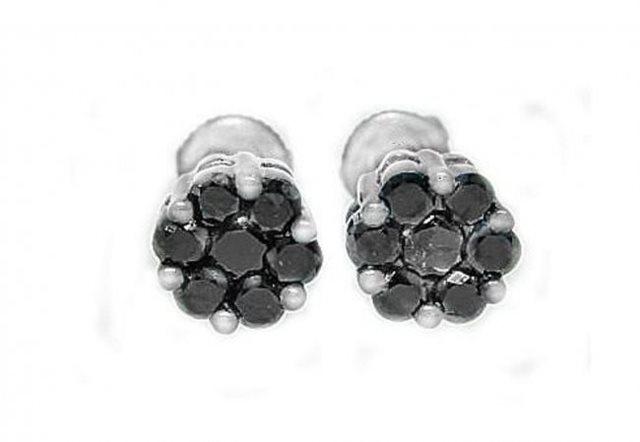 Invisible Black Diamond Stud Earring 1.12Ct 14k W/g (1 of 3)