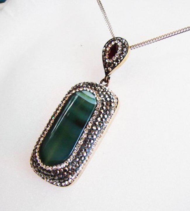 Green Agate Pendant 38.40 Carat 18k R/g Overlay (1 of 3)