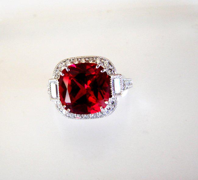 Creation Daimond Ruby Ring 7.61Ct 18k W/g Overlay (1 of 4)