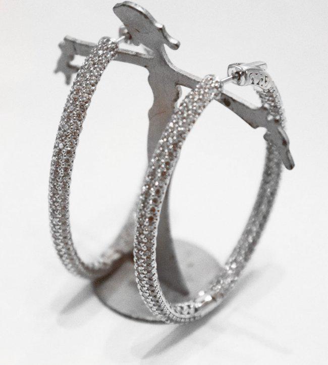 Hoop Earrings Creation, Diamond 18K W/g Overlay 925 (1 of 4)