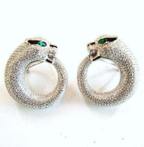 Creation Diamond Juguar Earrings 7.78Ct 18k W/g Overaly (1 of 3)