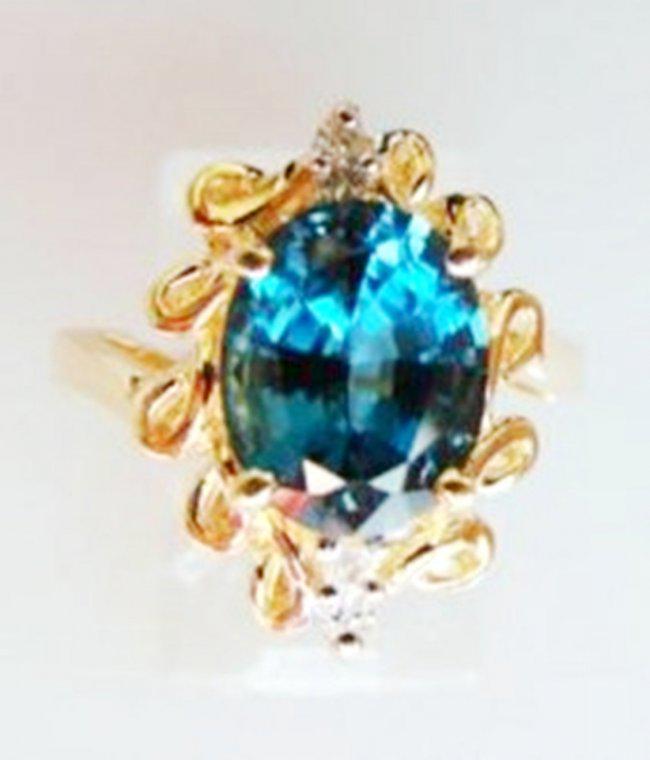 Ring Natural London Blue Topaz Diamond 3.64Ct 14k Y/g (1 of 4)