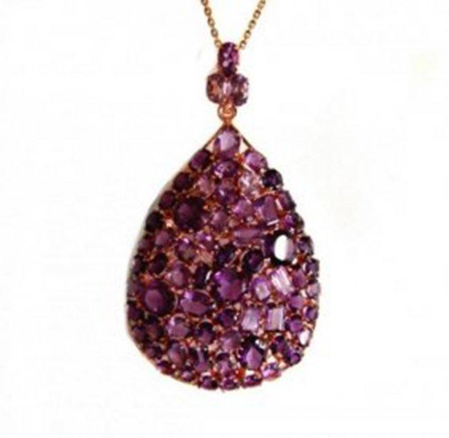 Natural Amethyst Pendant 58.12Ct 18k Y/G Overlay (1 of 3)