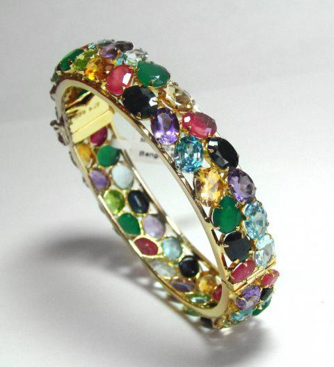 Natural Gem: Mullti-Color Bangle 84.Carat 18k Y/g (1 of 5)