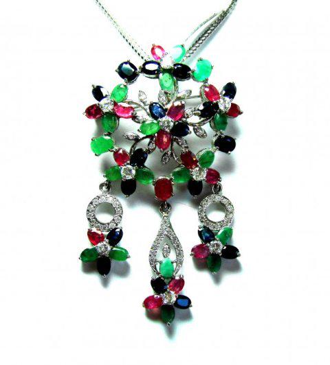 Natural Multicolor Pendant 19.90Ct 18k W/g Overlay (1 of 4)