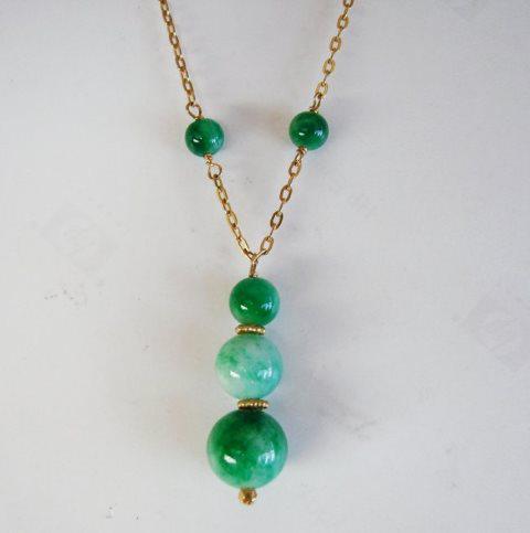 Natural Jadeite Jade Necklace 18k Y/g Filled (1 of 3)