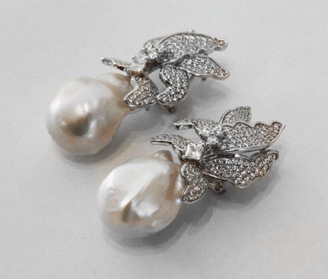 Baroque, South Sea Pearl Earrings 18k W/G Overlay 925 (1 of 5)