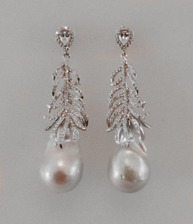 Baroque, South Sea Pearl Earrings 18k W/g Gold Overlay (1 of 4)