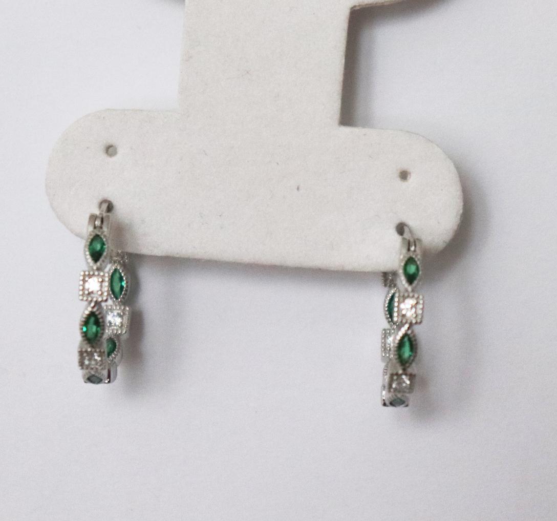 Creation Diamond Emerald Earrings 1.70Ct 18k W/g (1 of 1)