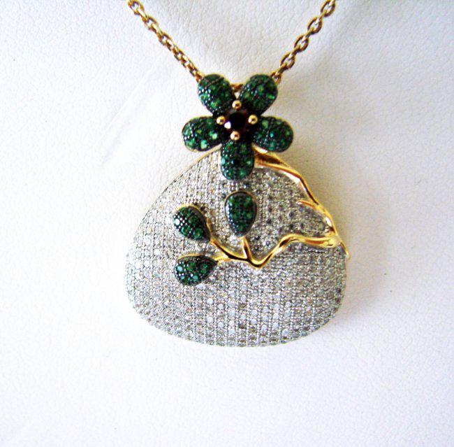 Creation Emerald/Ruby/Dia Pear Pendant 18k W/G Overlay (1 of 3)