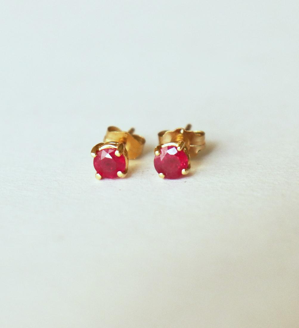 Stud Ruby Earrings .82 Carat 14k Yellow Gold (1 of 3)