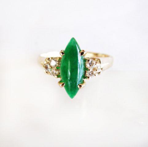 Diamond-Imperial Jadeite Jade Ring 2.76Ct 14k Y/g-Sz 7 (1 of 6)