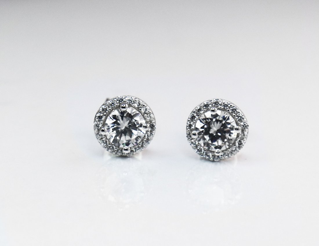Creation Diamond Stud Earring 2.40Ct 18k W/g Over (1 of 4)