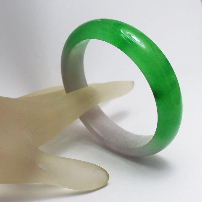 Natural Translucent Solid Green/Violet Chinese Jade Ban (1 of 5)