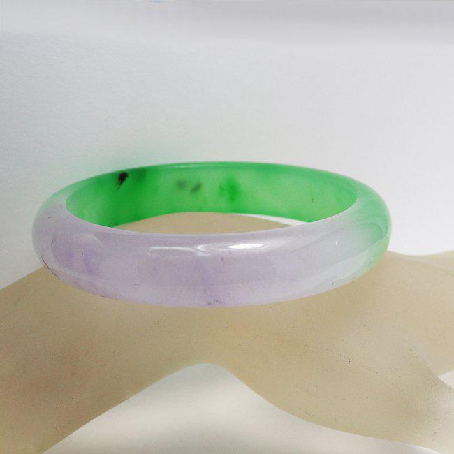 Translucent Solid Green/Violet Chinese Jade Bangle Size (1 of 4)