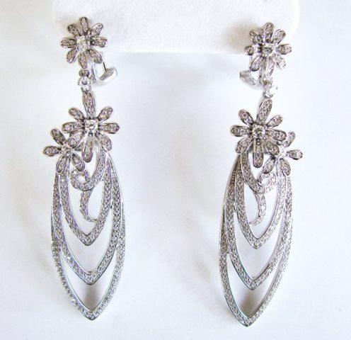 Creation Diamond Earring Chandelier 3.75Ct 18k W/g Overlay (1 of 3)
