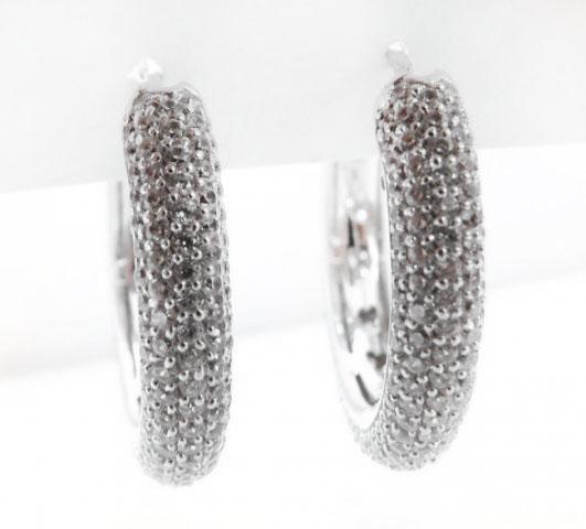 Diamond Creation Hoop Earrings 3.10Ct 18k W/G Overlay (1 of 4)