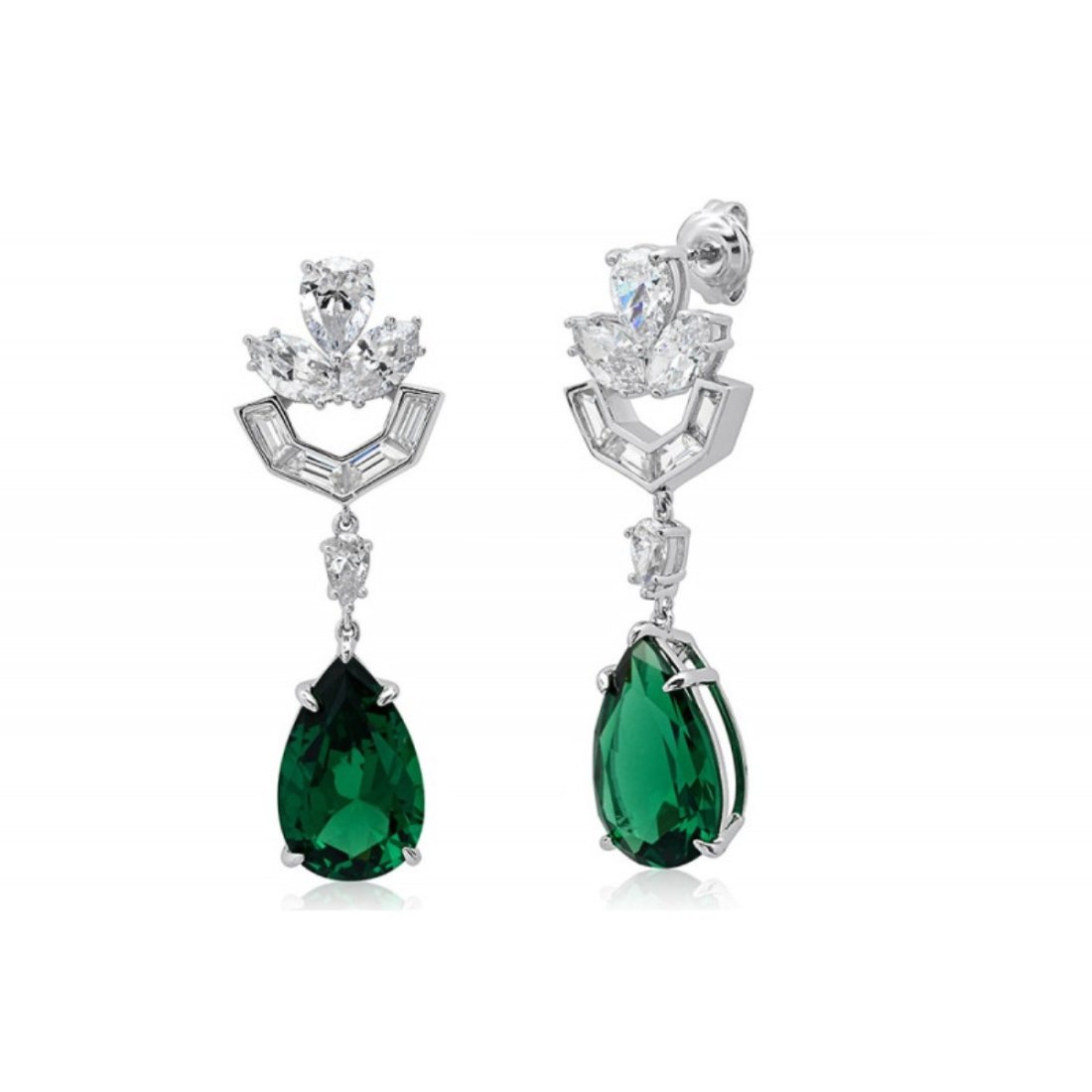 Creation Diamond/Green Garnet Earring 5.68Ct 18k W/g (1 of 1)
