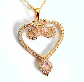 Creation Diamond Heart Pendant 1.16Ct 18k R/g Overlay (1 of 3)