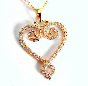 Creation Diamond Heart Pendant 1.16Ct 18k R/g Overlay (1 of 3)