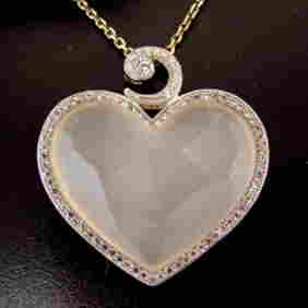 Creation Diamond Moon Pendant 32.90Ct 18k Y/g Overlay (1 of 2)