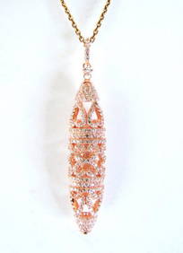 Creation Diamond Pendant Drop 3.20Ct 18k R/G Overlay (1 of 2)