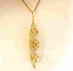 Creation Diamond Pendant Drop 3.20Ct 18k Y/G Overlay (1 of 2)