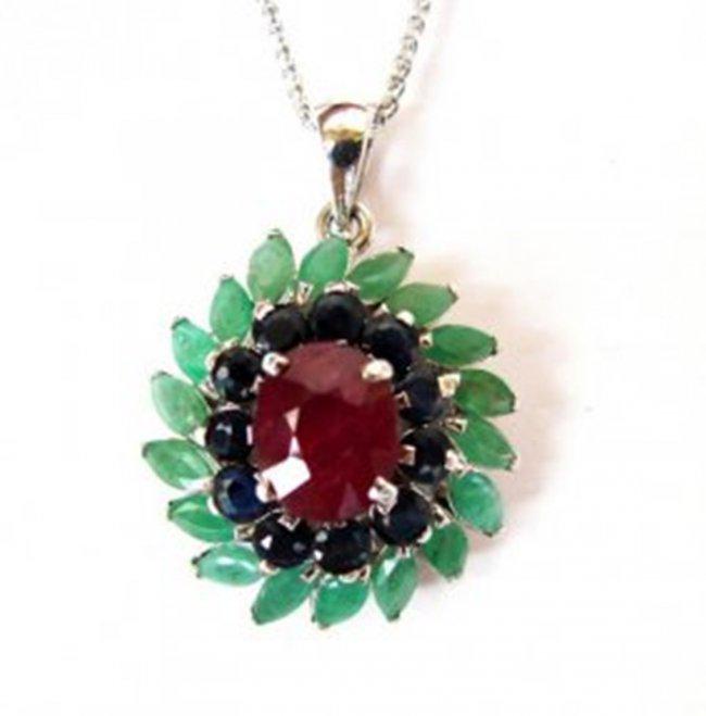 Natural Multicolor Pendant 8.22Ct 18k W/g Overlay (1 of 4)