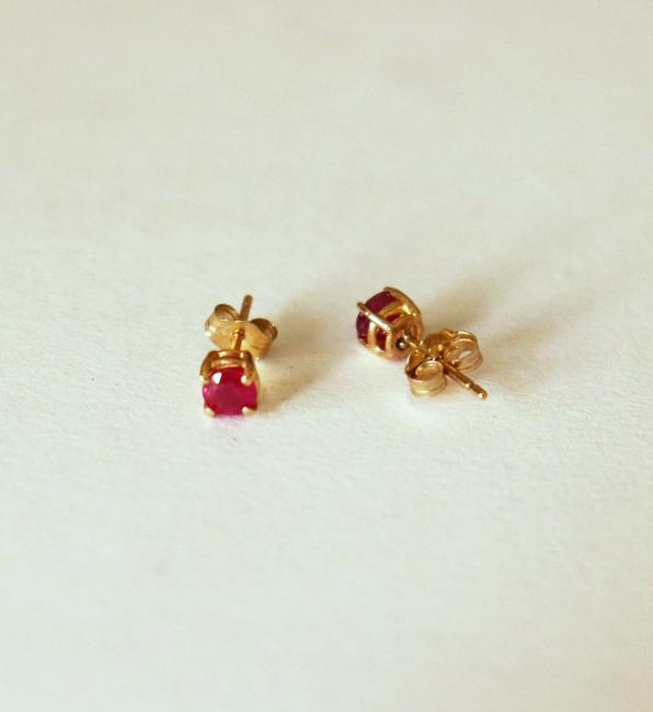 Stud Ruby Earrings .82 Carat 14k Yellow Gold (1 of 2)