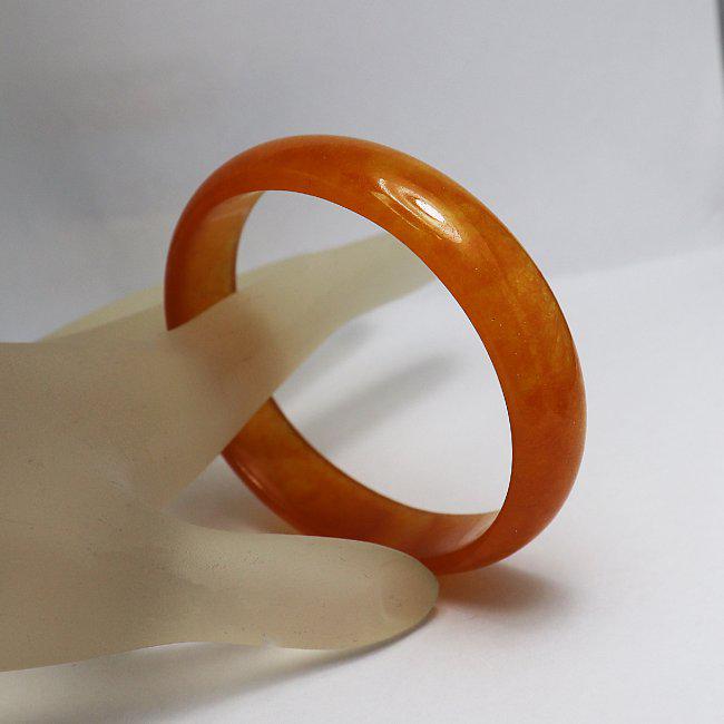 Translucent Solid Golden Color Chinese Jade Bangle (1 of 3)