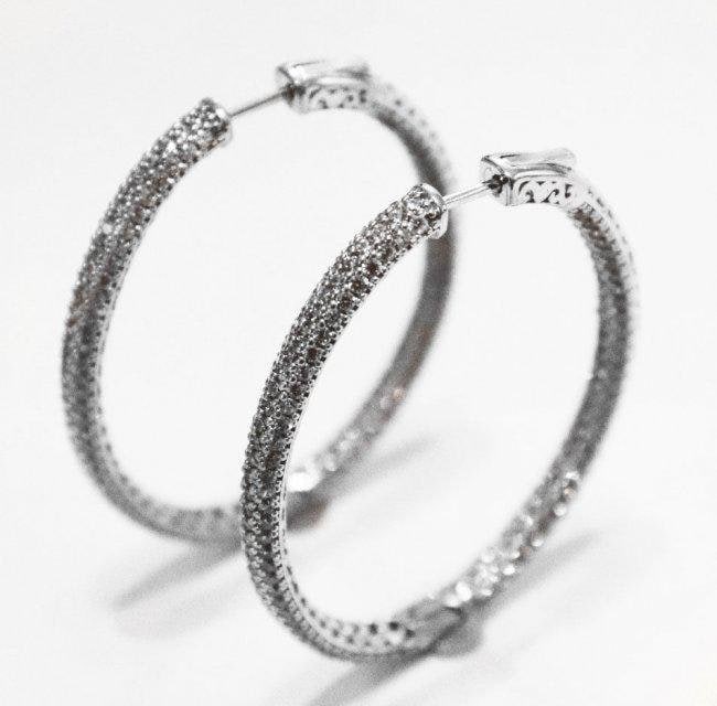 Hoop Earrings Creation, Diamond 18K W/g Overlay 925 (1 of 2)