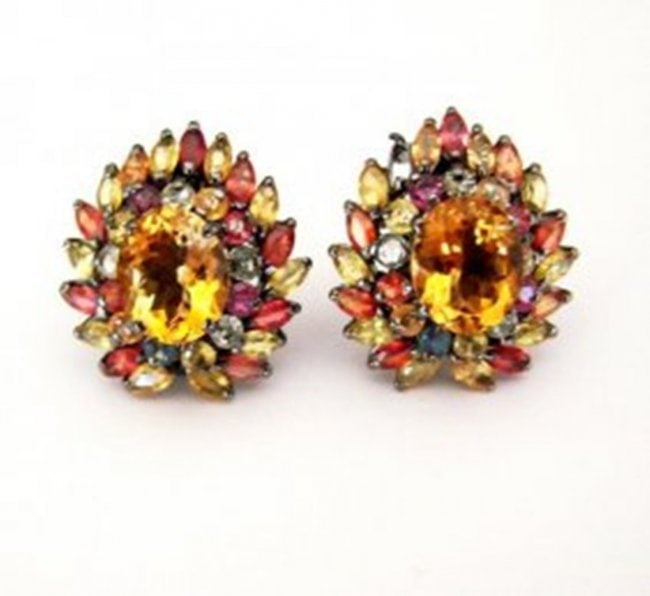 Natural Multicolor Earrings 15.05Ct 18k Ant Overlay (1 of 3)