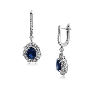 Creation Diamond/Sapphire Earring 4.35Ct 18k W/g Overlay 925 (1 of 1)
