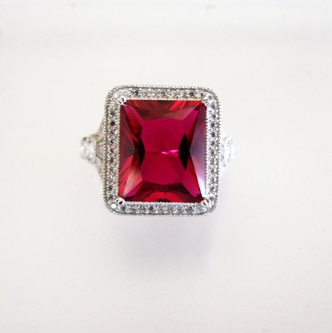 Creation Daimond Ruby Ring 8.61Ct 18k W/g Overlay (1 of 4)