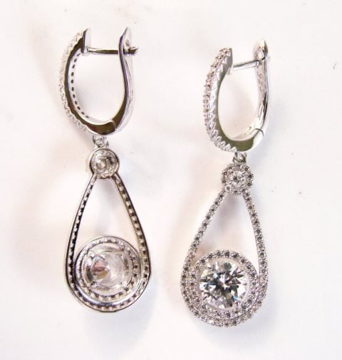Creation Diamond  Earrings 3.94Ct 18k W/g Overlay (1 of 2)